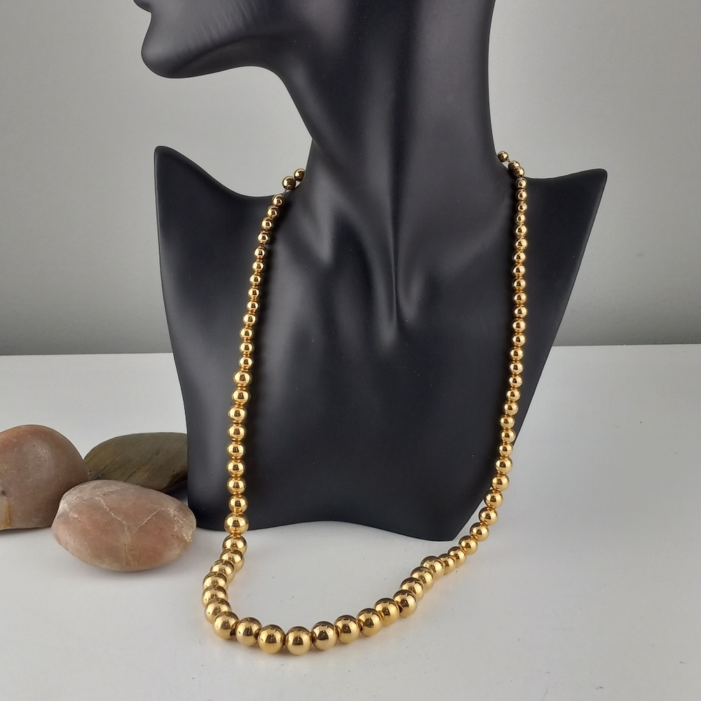 Napier Gold Tone Bead Necklace 24"